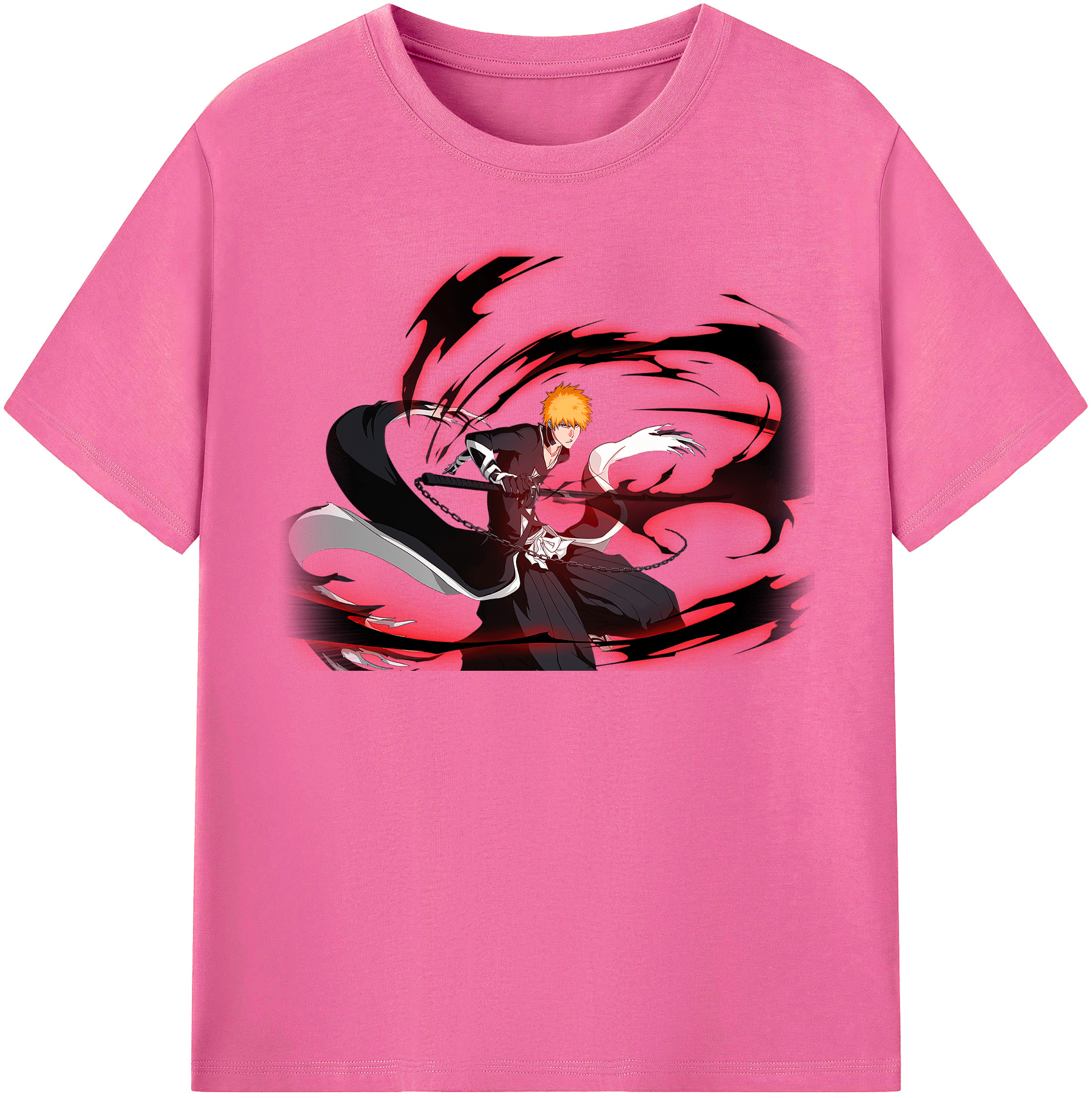 （画像用） ブリーチ 黒崎一護（くろさき いちご）BLEACH Kurosaki Ichigo レディースカジュアルプリントTシャツ（綿100％）
